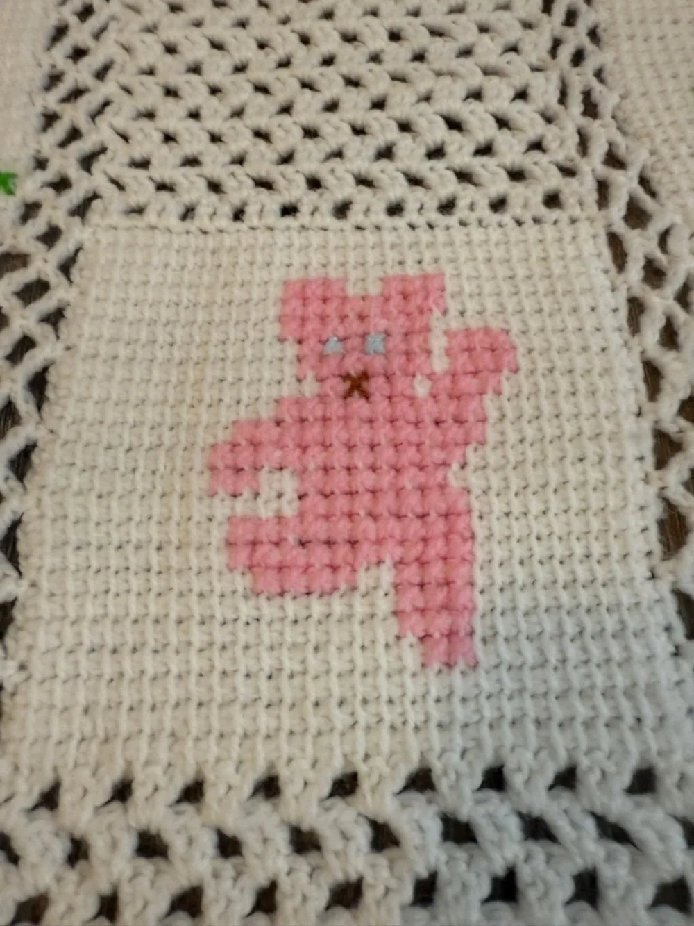 Vintage Crochet Granny Square Baby Blanket ABC 123 Letters & Numbers Nursery
